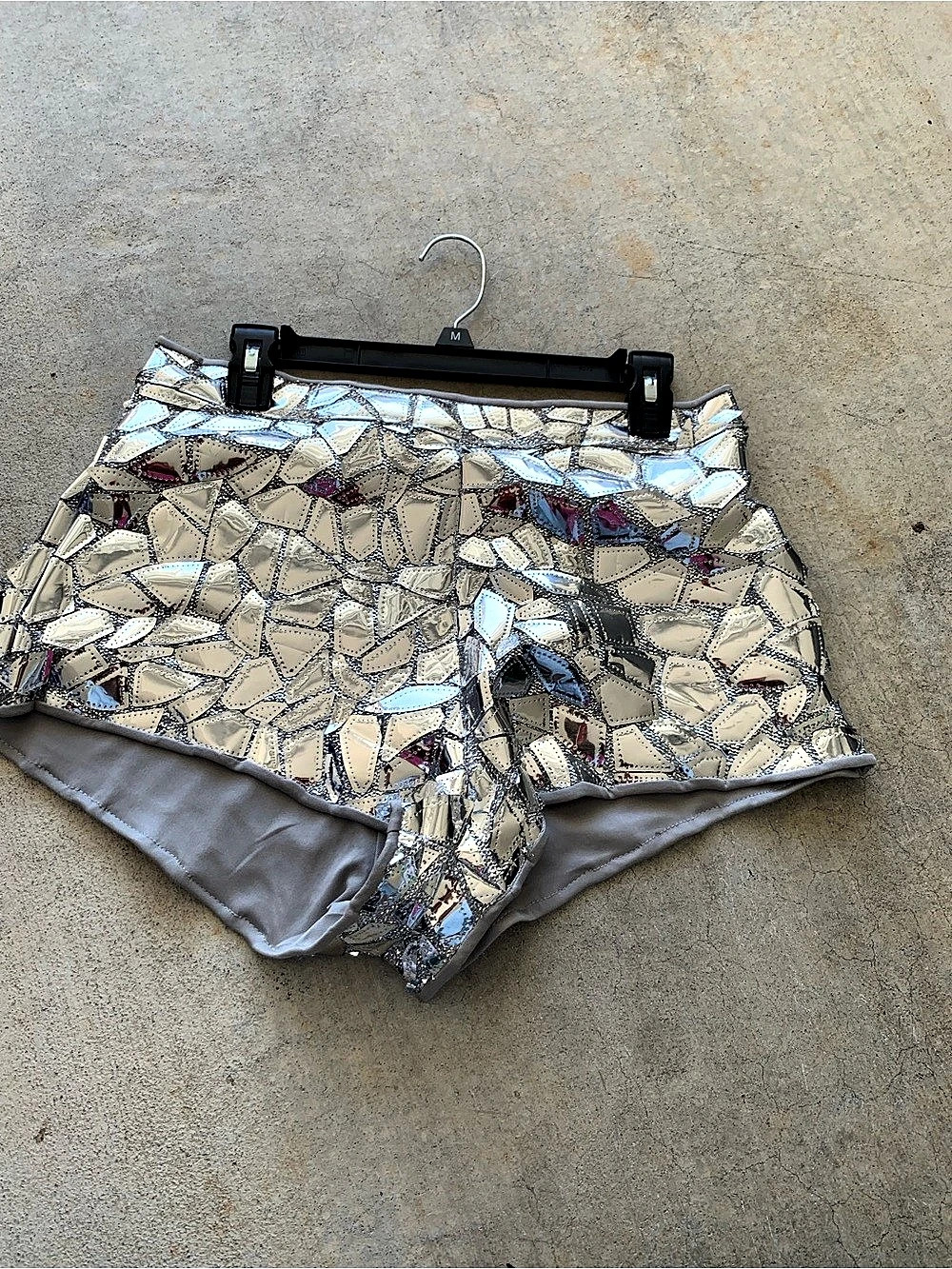 Fashion Nova Embellished High Waist Shorts in Silver & White Like New - Picture 2 of 9